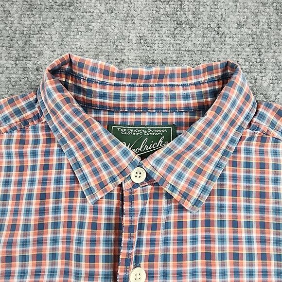 Woolrich Shirt Mens Large Plaid Roll Tab Sleeve Button Up Casual Outdoor Wear - Picture 10 of 16